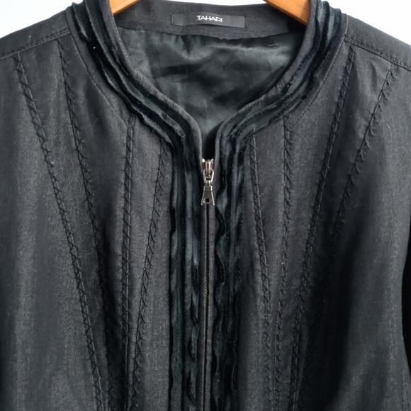 Tahari Black Zip Front Black Blazer‎ - Picture 2 of 9